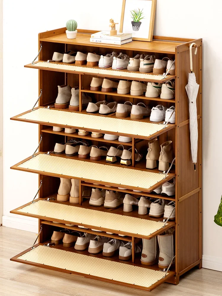 

Shoe Cabinet Home Doorway Shoe Rack Simple Ultra-Thin Storage Fantastic Space-Saving Solid Wood Household Entrance Cabinet