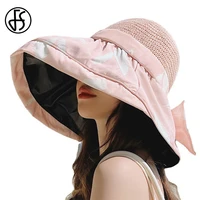 fs summer big eave visor fisherman hats for women neck protection windproof sunbonnet sombreros ladies breathable cool cap 2022
