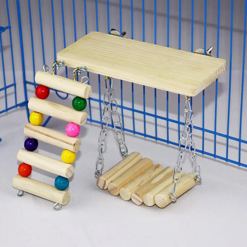 

3pcs Bird Parrot Toys Swing Hanging Bird Cages Accessories Toy Perch Ladder For Parakeets,Cockatiels,Lovebirds,Conures,Budgie