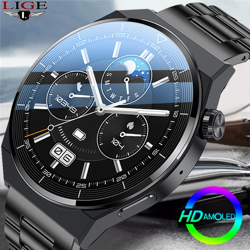 

LIGE NFC Smartwatch Men Bluetooth Call IP68 Waterproof Wireless Charging Al Voice Assistant Custom Dial AMOLED Men Smart Watches