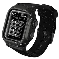 casestrap for apple watch 6 5 4 se 44mm sports silicone strap ip68 waterproof anti drop protective cover for iwatch 3 2 1 42mm
