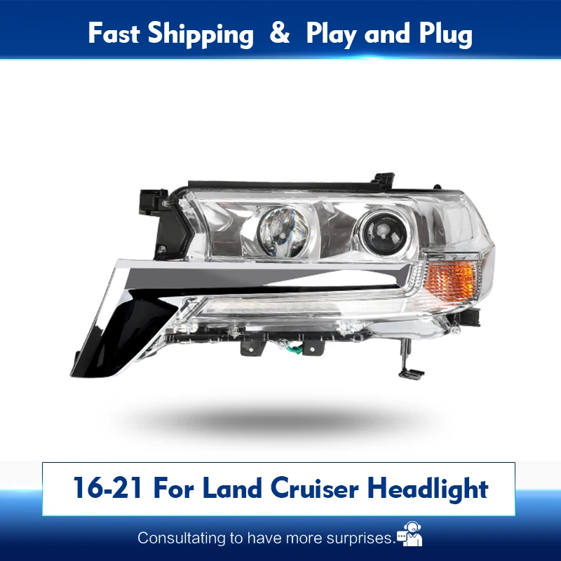 

Аксессуар для автомобиля, головка для тюнинга, для 2016-2021 TOYOTA LAND CRUISER FJ200 LC200, все детали дневных ходовых огней, Hid-лампа, биксеноновый луч