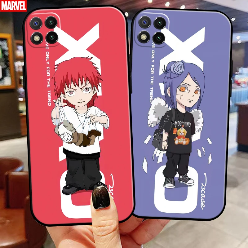 

Fashion Akatsuki Naruto Phone Case 6.53 Inch For Xiaomi Redmi 9C Back Carcasa Silicone Cover Funda Black Liquid Silicon