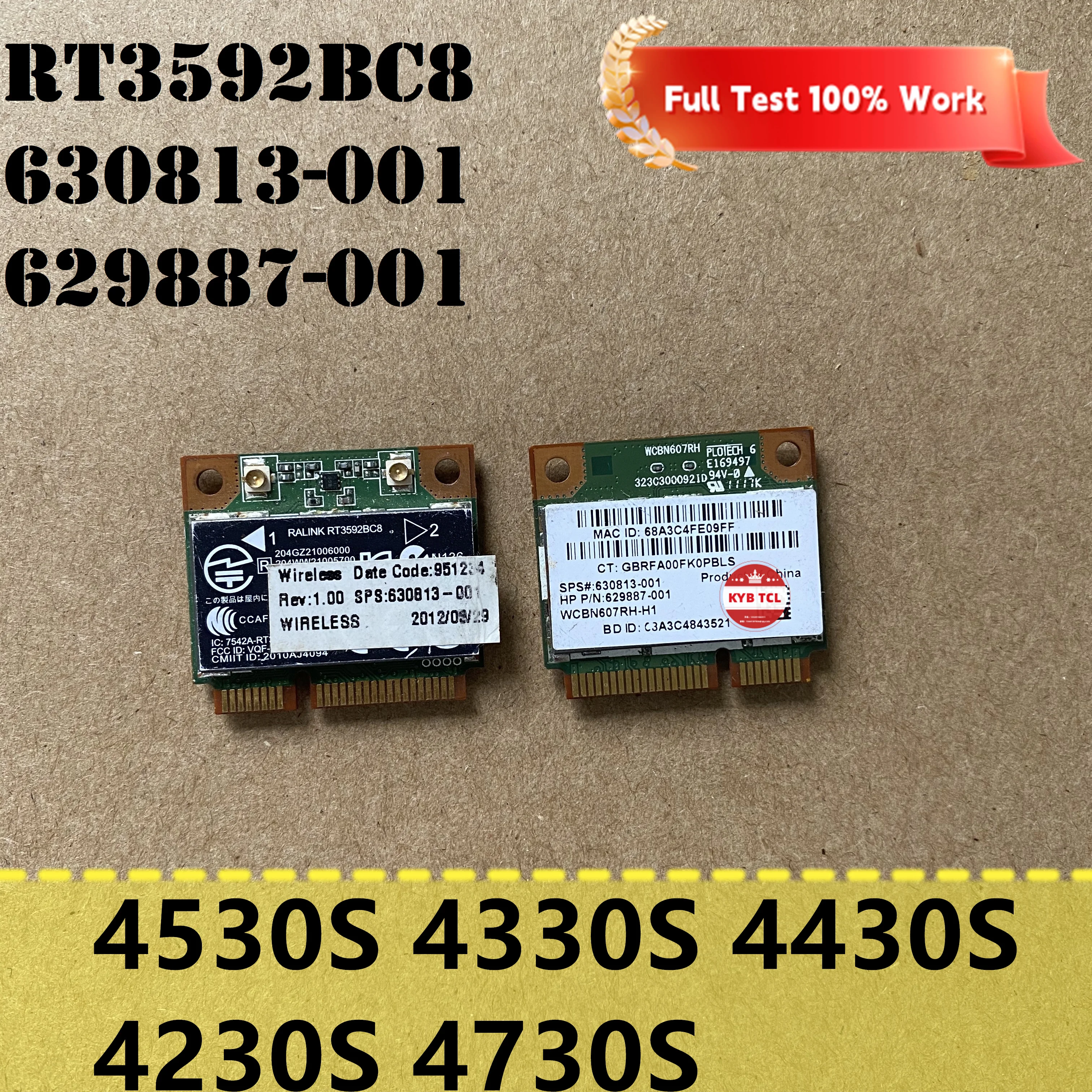

For HP 4530S 4330S 4430S 4230S 4730S Laptop RT3592BC8 Wireless WIFI Bluetooth 3.0 Mini PCI-E 300M Card 630813-001 629887-001
