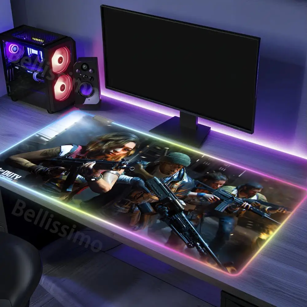 Mouse Pad New C-Call_of_Duty_Blacks_Ops_6 products Desk RGB Non-Slip Rubber Edge Gifts for girls Valorant locking Luminescence
