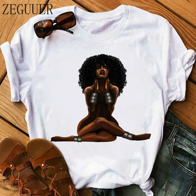 

I Am Black Africa America Art Black Women T-Shirt Melanin Poppin Tshirt Femme Aesthetic Clothes Harajuku Shirt Summer Tops Tee