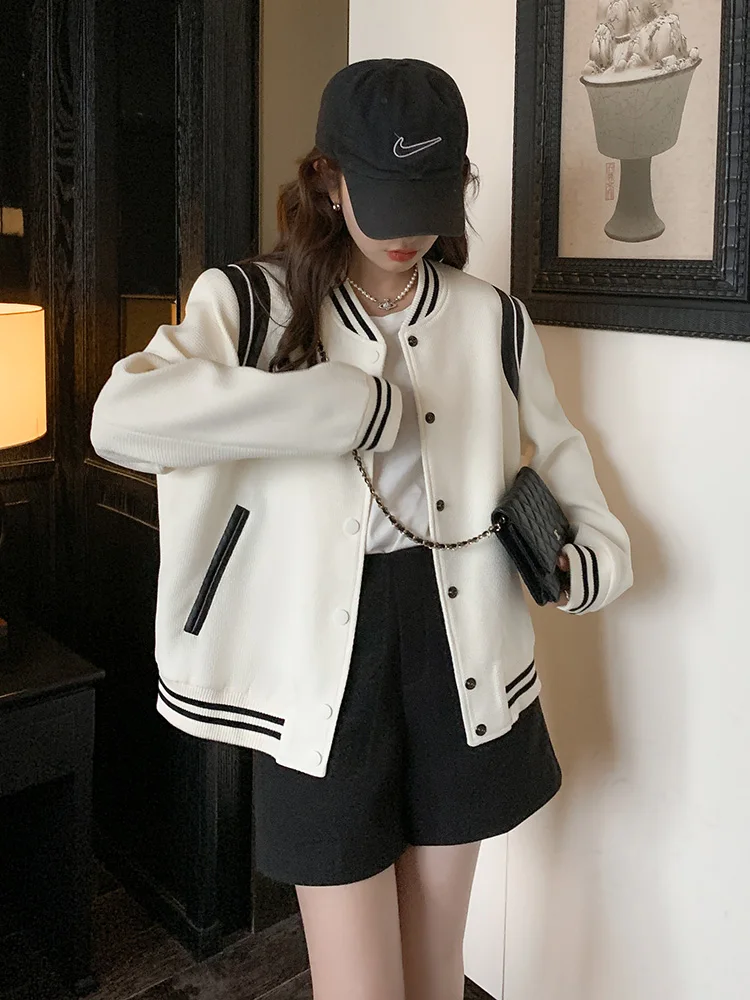 

Fashion New Oversized Loose Baseball Jacket for Women Patchwork Coat Lady Outerwear Outdoor Spring Autumn