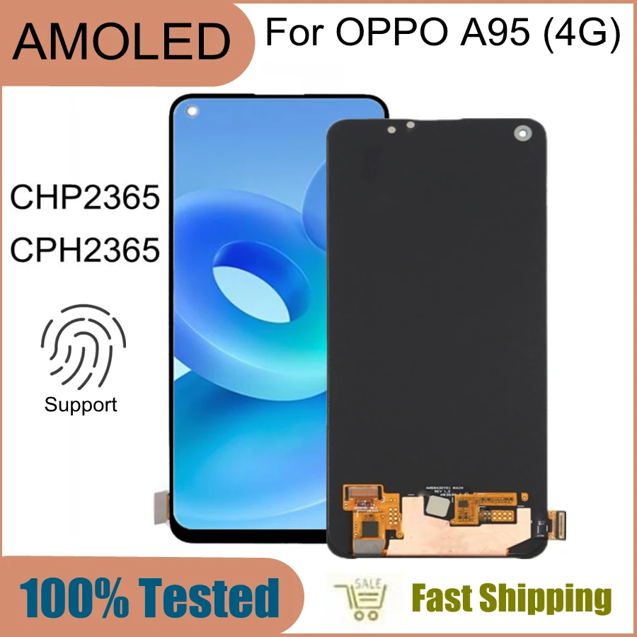 6.4" AMOLED Support fingerprint For OPPO A95 4G LCD Display Touch Digitizer Screen Assembly For OPPO CHP2365 CPH2365 LCD
