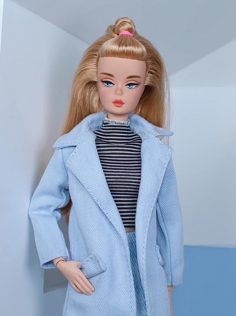 Пальто зимнее светло-голубое парка для куклы BJD масштабом 1/6, наряд для Барби и других кукол высотой 11,5 дюймов, аксессуары для детей, игрушка для творчества, лучший подарок.