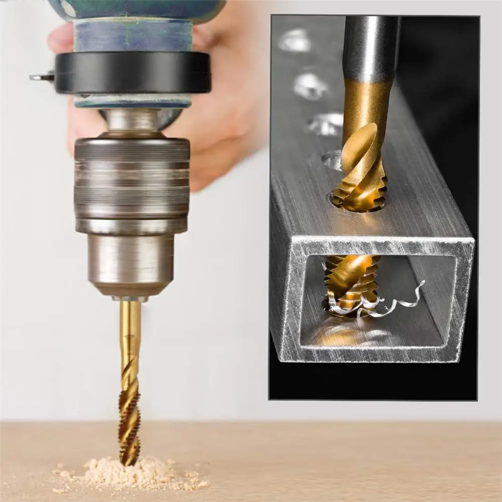 6Pcs Titanium Plated Drill Tap HSS Screw Thread Metric Hex Shank Tapping Bit Tool M3 M4 M5 M6 M8 M10 |