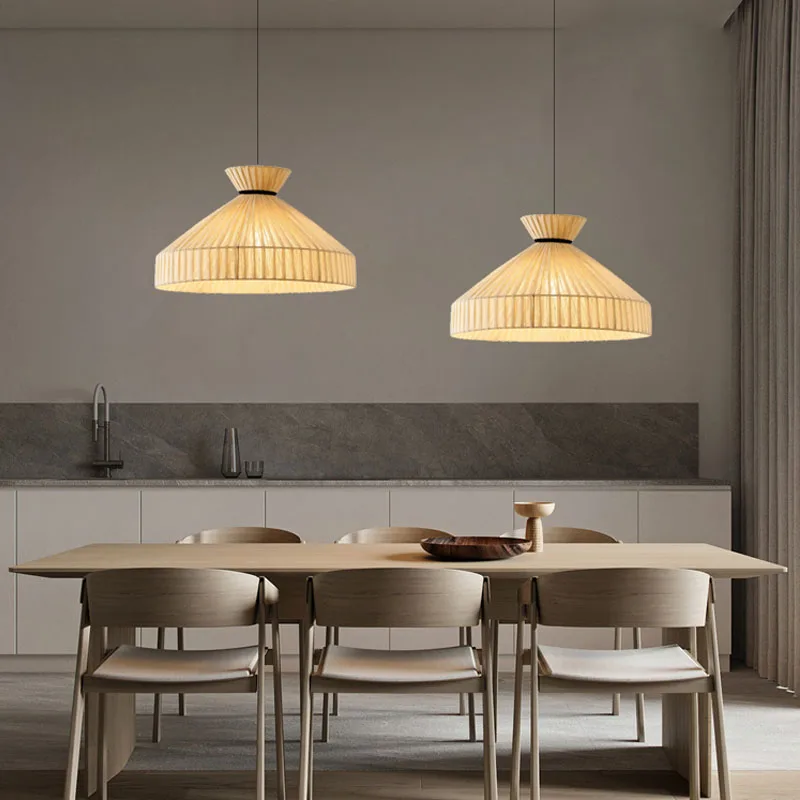 

Скандинавская Минималистичная светодиодная Подвесная лампа в кремовом стиле, люстра из ткани для ресторана, бара, столовой, спальни, светильник, освещение