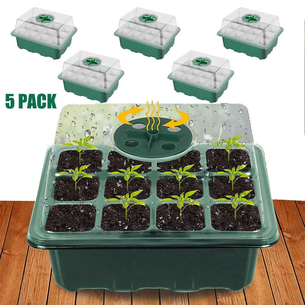 

Greenhouse Cells Total Box Nursery Tray Pot Germination Starter 60 Mini Seedling Seed Breath Packs Seeds Freely 5 Planter Box