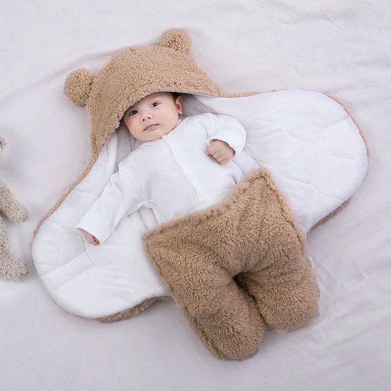 

Cute Newborn Baby Boys Girls Blankets Plush Swaddle Wrap Ultra-Soft Fluffy Fleece Sleeping Bag Cotton Soft Bedding Baby Stuff