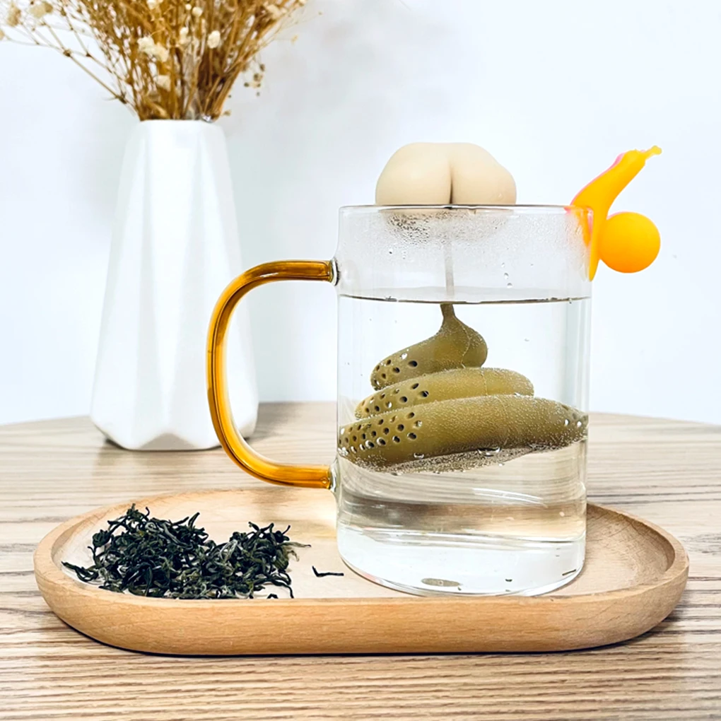 

Poop Shaped Silicone Tea Infuser Non-sticky Herbal Bag Filter Diffuser Strainer Accessories for Household Kitchen