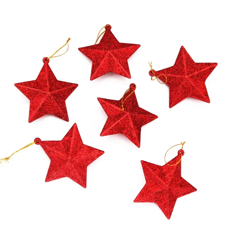 6 шт. рождественский подвесной кулон с пентаграммой серебряный золотой блестящая