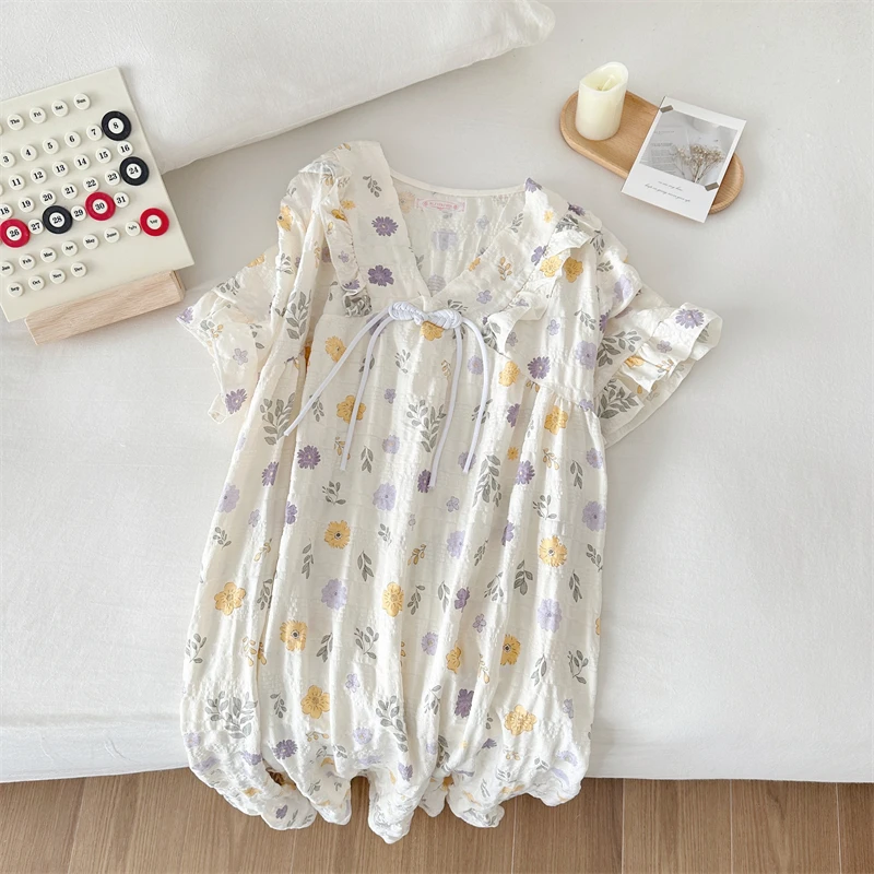 Можно носить на улице летняя женская ночная рубашка из чистого хлопка милая