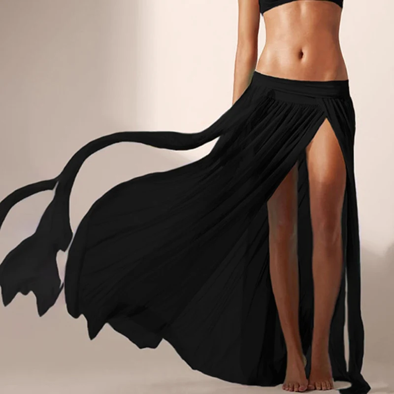 

Модная женская юбка, сексуальная пляжная юбка с Боковым Разрезом, однотонная летняя Длинная пляжная макси юбка из сетчатой пряжи для женщин