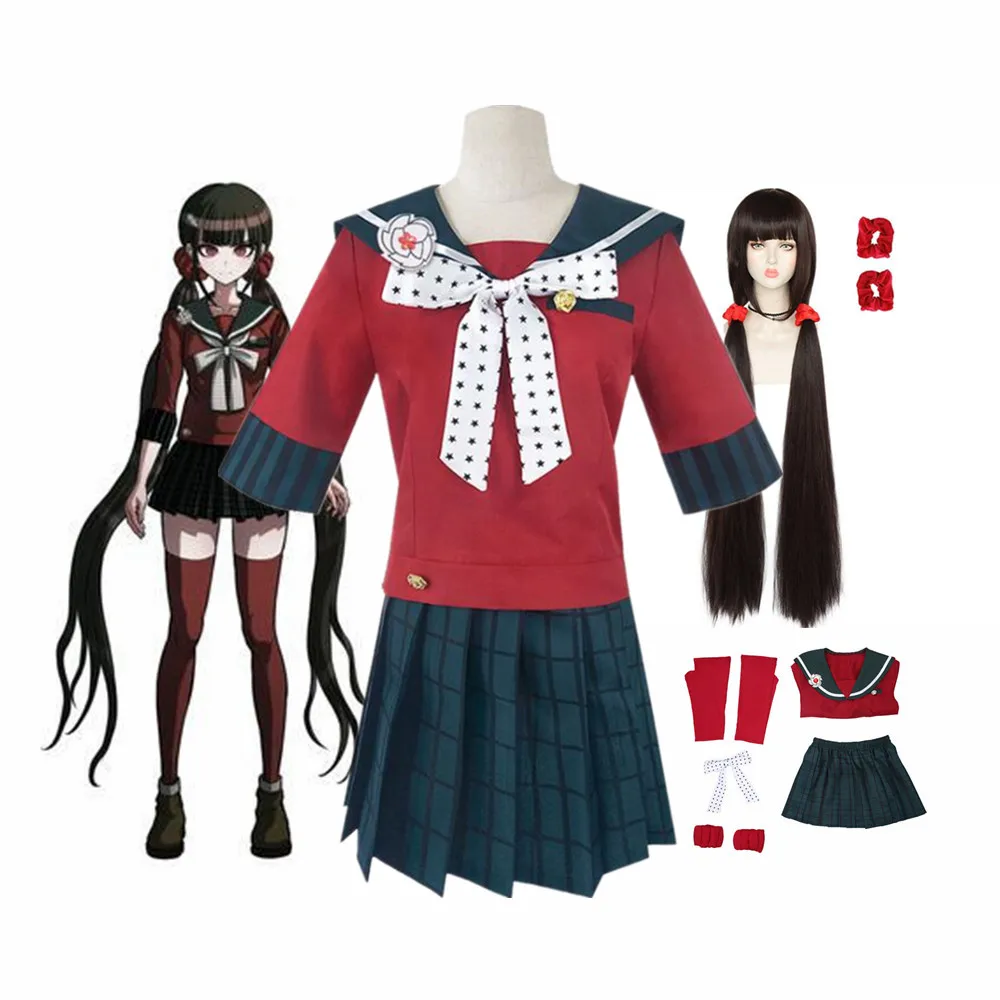 Harukawa Maki Cosplay Wig And Cosplay Costume New Anime Danganronpa Harukawa Maki School Girls Uniform Set