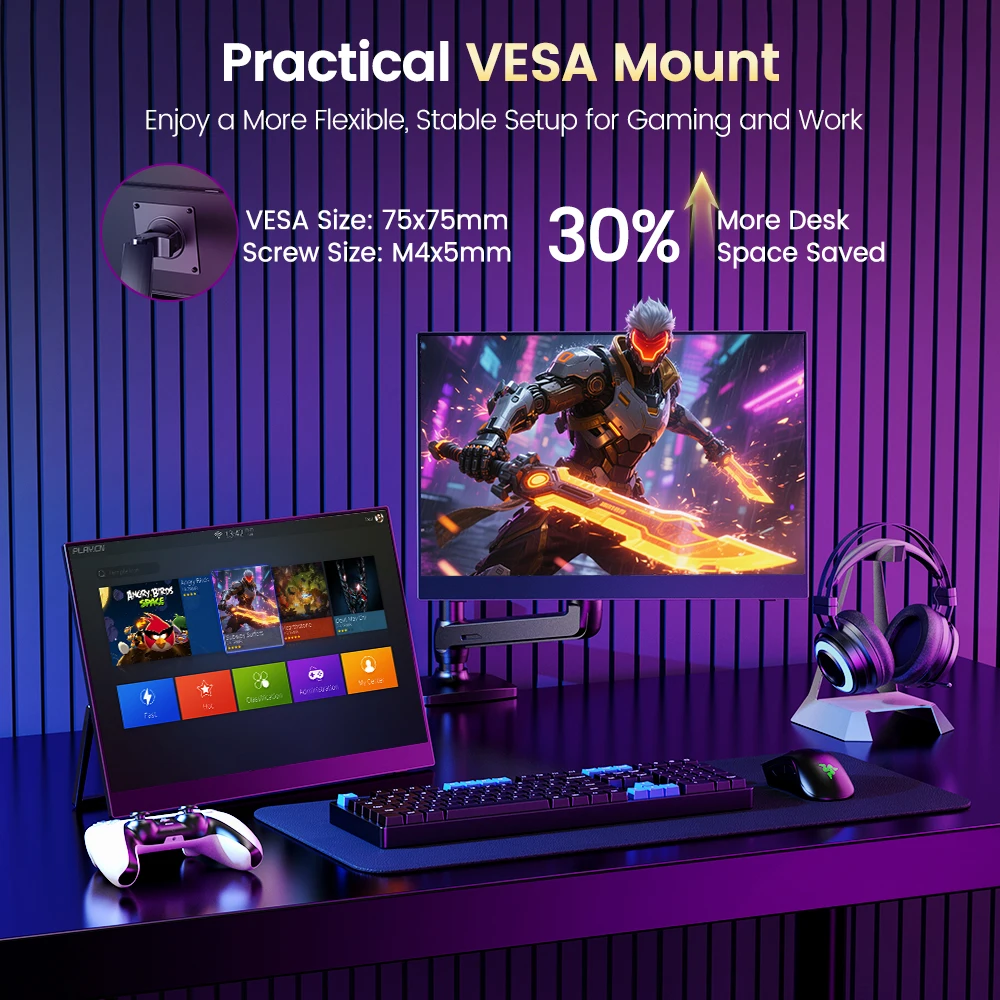 Фото Портативный игровой монитор EVICIV 240 Гц, 16 дюймов, 2.5K, 100% DCI-P3, матовый IPS-экран, внешний дисплей для PS5, Xbox, Switch, ноутбуков, телефонов №4