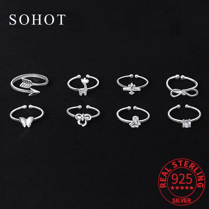 

Real 925 Sterling Silver Giraffe Adjustable Ring For Charming Women Party Cute Fine Jewelry Minimalist Animal Bijoux