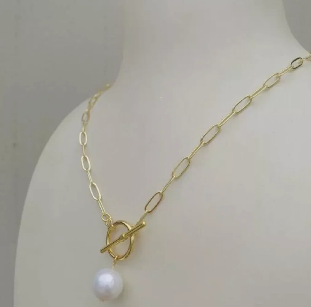 Красивое ожерелье с белым жемчугом в стиле барокко 10-11 мм ААА + 14 к 9-10 11-12