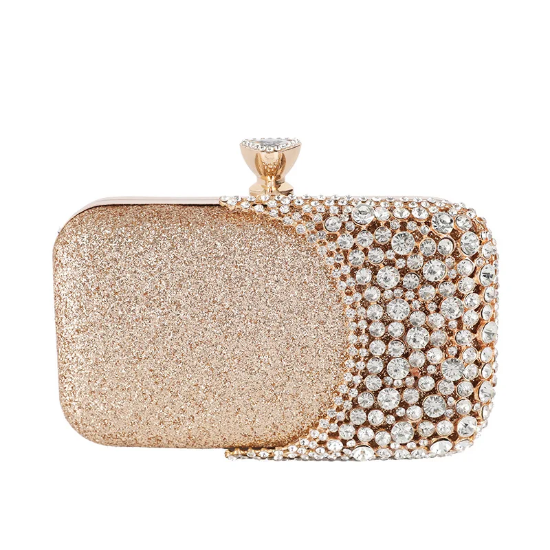 

XZAN Quality Rhinestone Jewelry Top Handle Handbags Female Sequined Banquet Glitter Clutch Bag Evening Elegant Purse Clutches