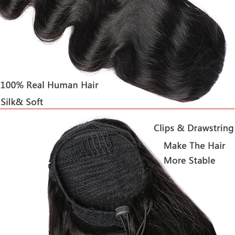 Maxine 150 г объемные волны человеческие волосы для наращивания хвоста для женщин натуральный черный зажим на шнурке наращивание волос для хвоста