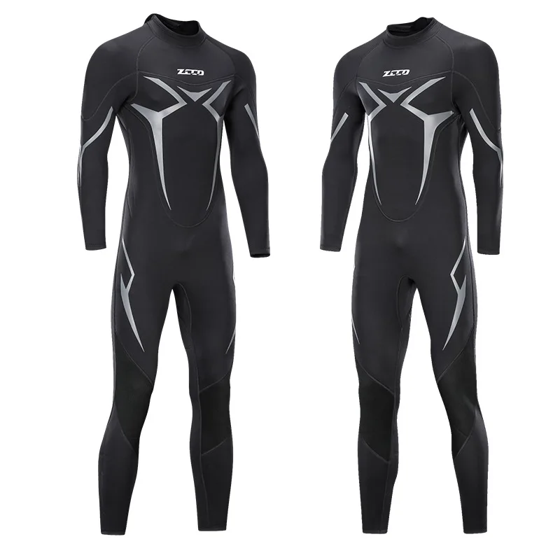 Men 3mm Neoprene Wetsuit One Piece Long Sleeve Scuba Diving Suit Deep Spearfishing Wear Snorkeling Surf Winter Thermal Swimsuit