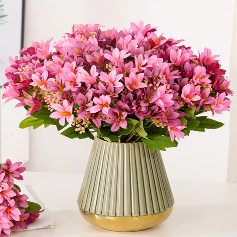 

18 Heads Silk Flowers Artificial Flowers Lily European Style Multicolor Fake Flower Bridal Bouquet DIY Wedding Decoration Flower