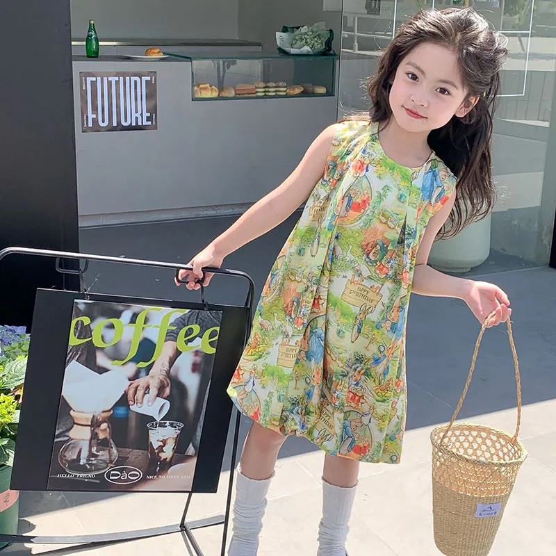 

Girls' flower bud skirt design children's clothing 2023 summer sleeveless dress for children designer 4-120