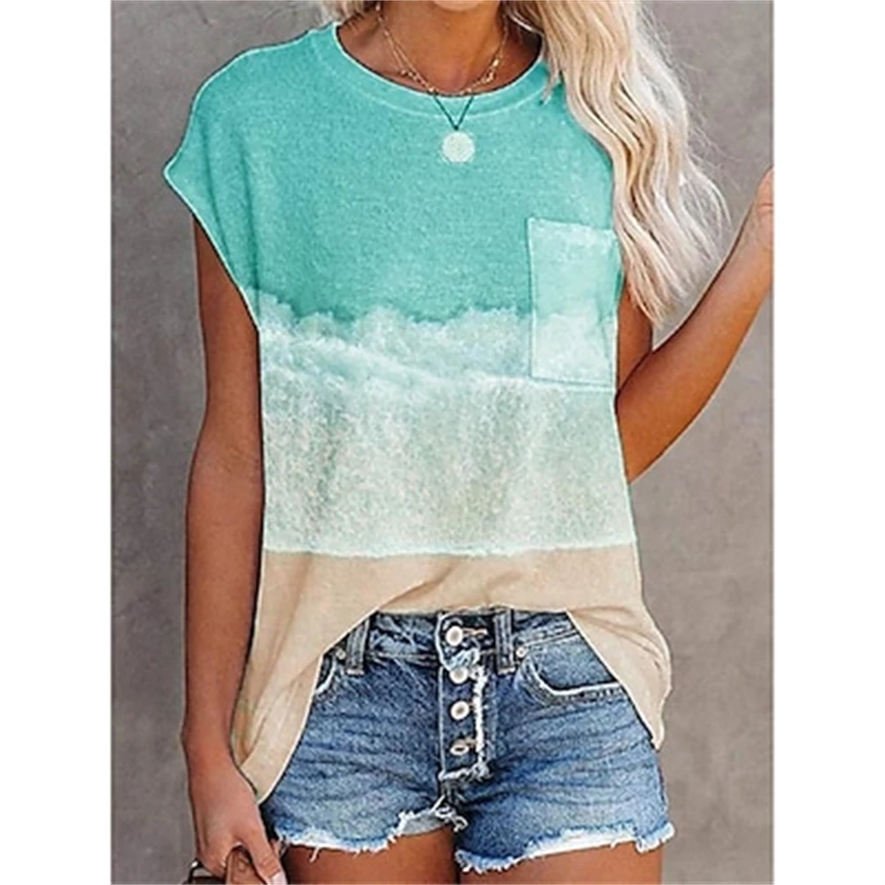 

Gradiant 3d Women's T-shirt Summer O-neck Tie Dye Short Sleeve Simple Scenery Y2k Breathable Female’s Fashion Slim Loose Style