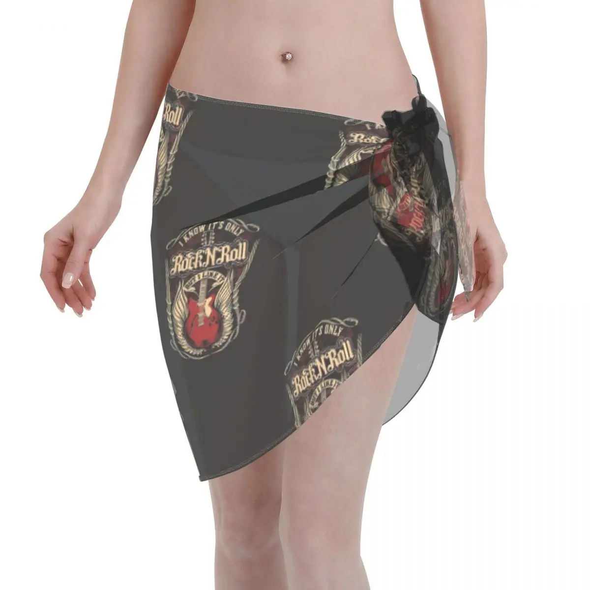 

Sexy Women Chiffon Swimwear Pareo Rock And Roll Beach Wrap Kaftan Sarong Skirt Heavy Metal Beachwear Swimsuit Bikini Cover-Ups