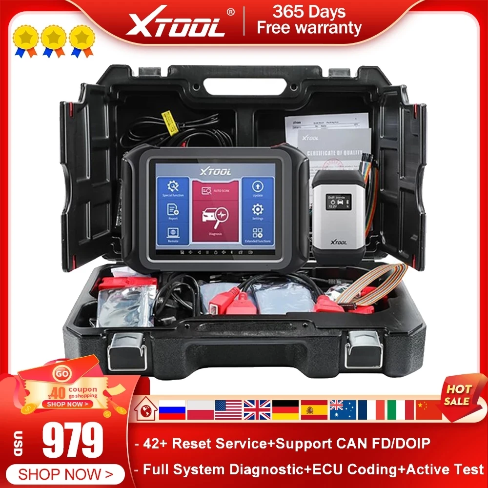 

New XTOOL D9 Diagnostic Tools ECU Coding Full System Diagnostic Scanner Free Update 30+ Service Functions Support CAN FD/DOIP