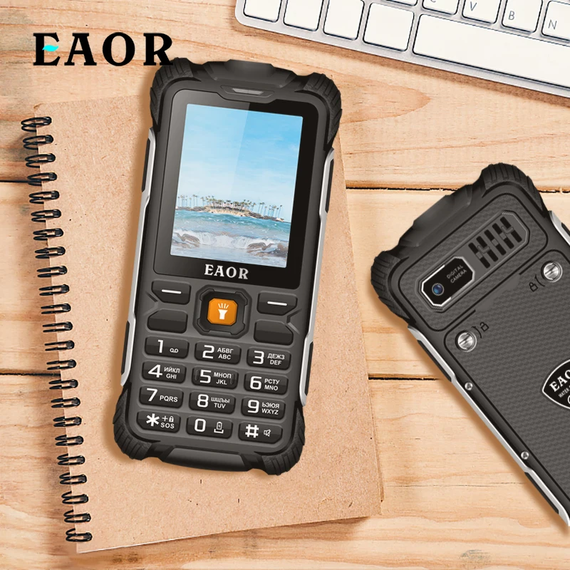 EAOR Rugged Phone IP68 Waterproof Anti-fall Keypad Phone 3000mAh Power Bank Dual SIM Feature Phone with Glare Torch Big Speaker