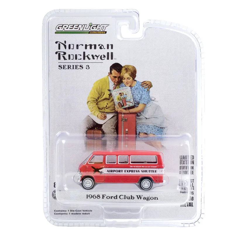 

GreenLight 1/64 Scale Die-Cast Car Model Toys 1968 Ford Club Wagon Bus Diecast Metal Vehicle Toy For Boys Kids Gift Collection