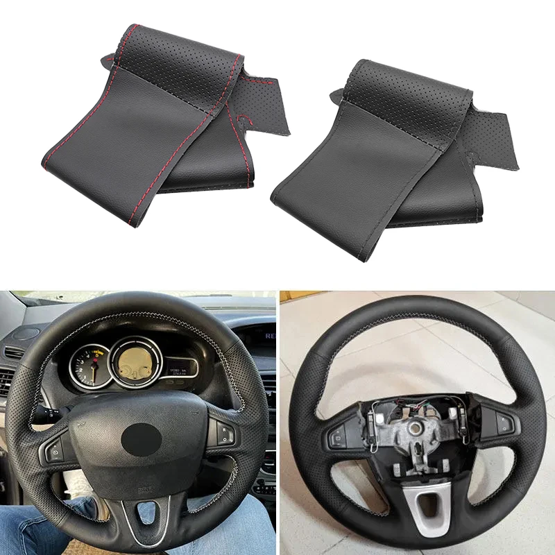 Прошитый вручную кожаный чехол на руль автомобиля для Renault Megane 3 Scenic Kangoo 2 Fluence (ZE)