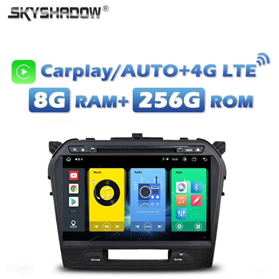 Беспроводной Carplay Auto Android 13.0 8G + 256G 4G SIM Автомобильный DVD-плеер DSP GPS MAP Радио Wi-Fi Bluetooth