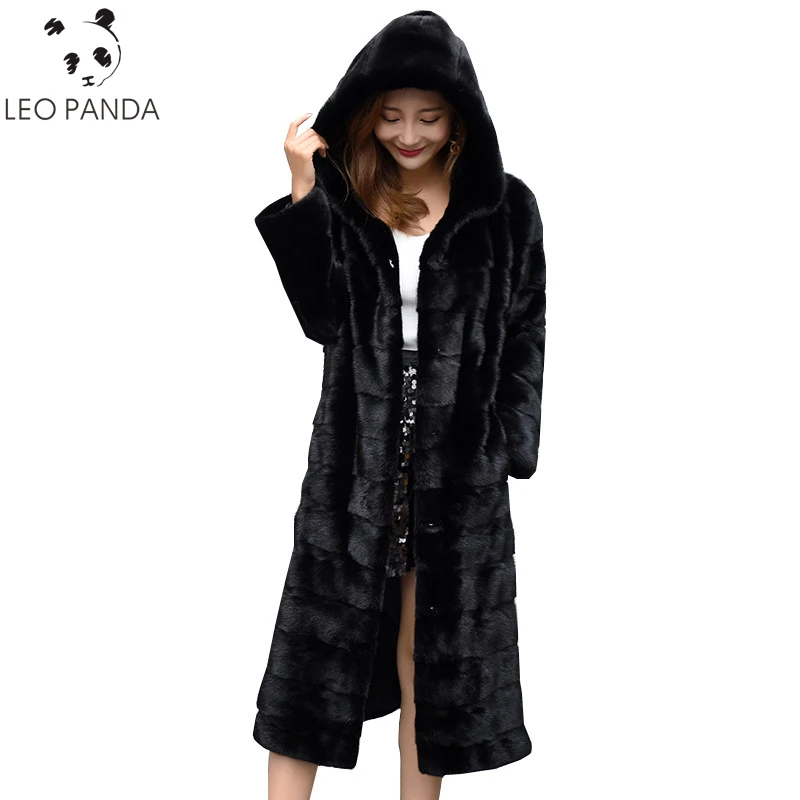 Luxury Long Customize Plus Size Loose Imitation Mink Fur Coat Women 2022 New Winter Hooded Faux Fur Jacket Thick Warm Parka Lady