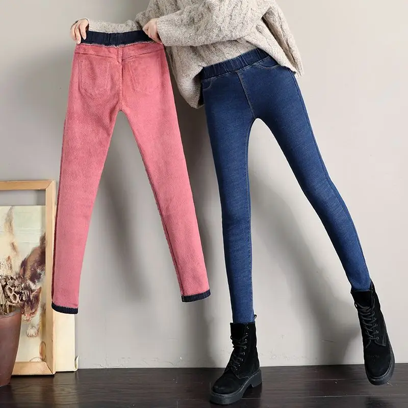 

Women's Elastic High Waist Skinny Jeans Clothes Big Size Fashion Women Black Blue Pocket Jeans Skinny Stretch Denim Pants V570