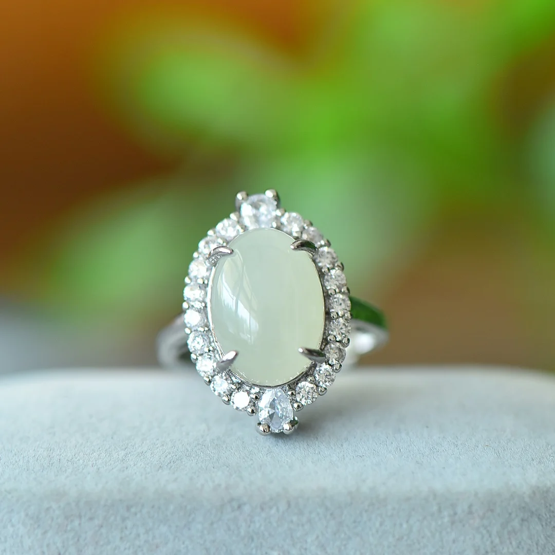 Натуральный нефрит белый кольцо модные серьги подвески оптовая продажа 02