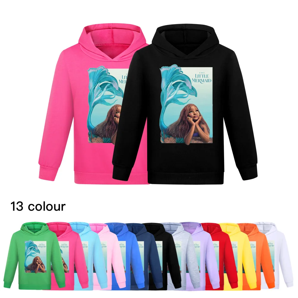 

the little mermaid Kids Autumn Thin Coat Baby Boys Hooded Jumper Teenager Girls Hoodies Pullover Children Sweatshirt Jacket