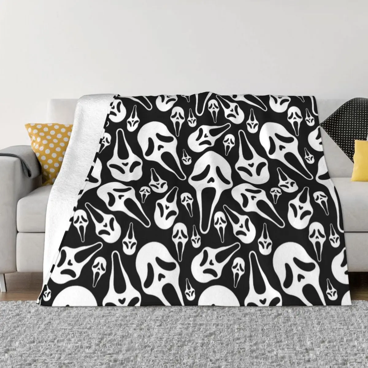 

Одеяло с криком Ghostface, Фланелевое летнее ужасное одеяло для любителей фильмов Hallowen, легкие покрывала для кровати, офиса, покрывала