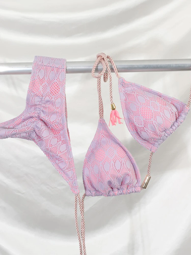 купальник 2022 новинка женский комплект бикини с лямкой на шее в рубчик купальный