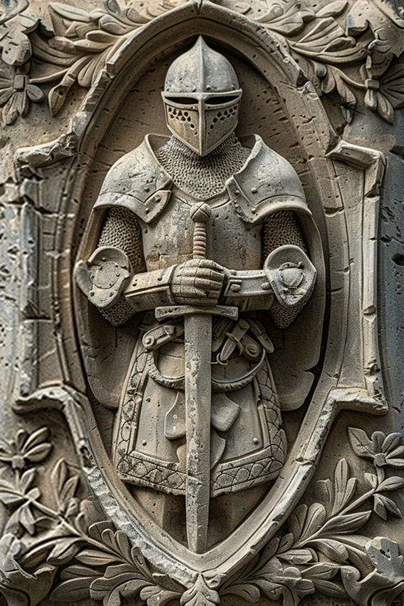 

Винтажная металлическая табличка рыцарь-убийца