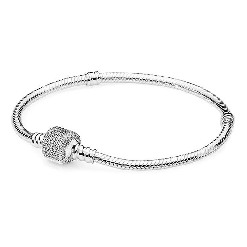 Fashion Silver Plated Snake Chain Charm Bracelet With Fallen Leaf Buckle For Women Fits Brand Bracelets DIY Jewelry Gift Making
