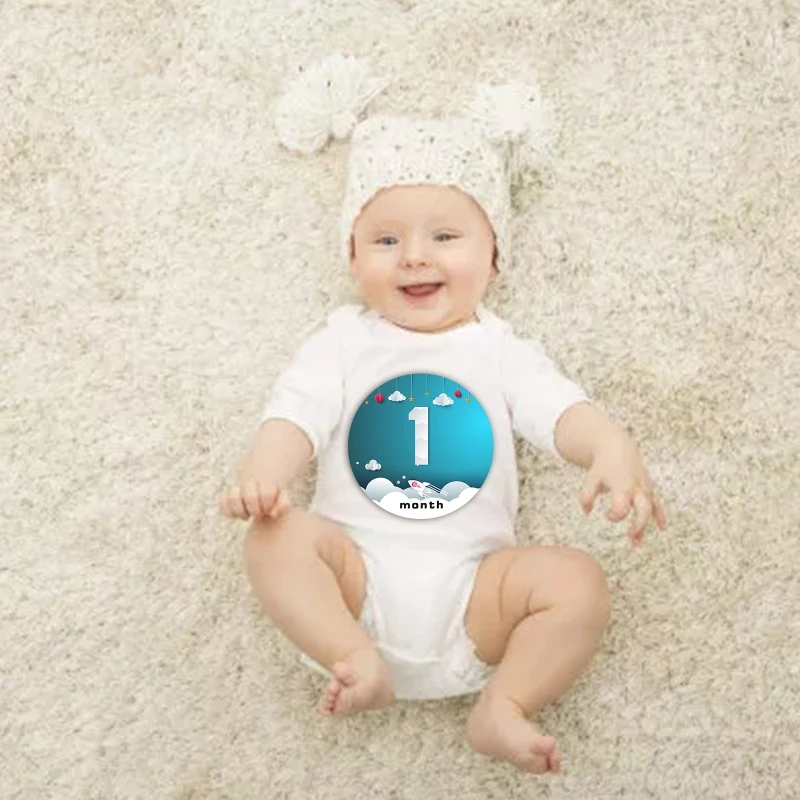 

12pcs Baby Monthly Stickers Newborn 1-12 Month Milestones Sticker for Boys Girls