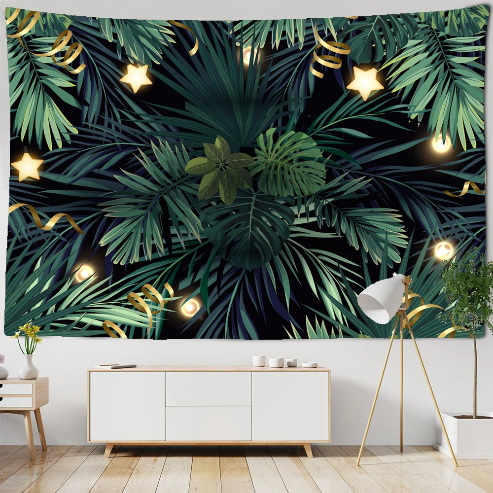 

Green Leaf Plant Tapestry Plantain Leaves Tropical Plants Of Southeast Asia Wall Hanging Mandala Art Decor Wall Tapestry