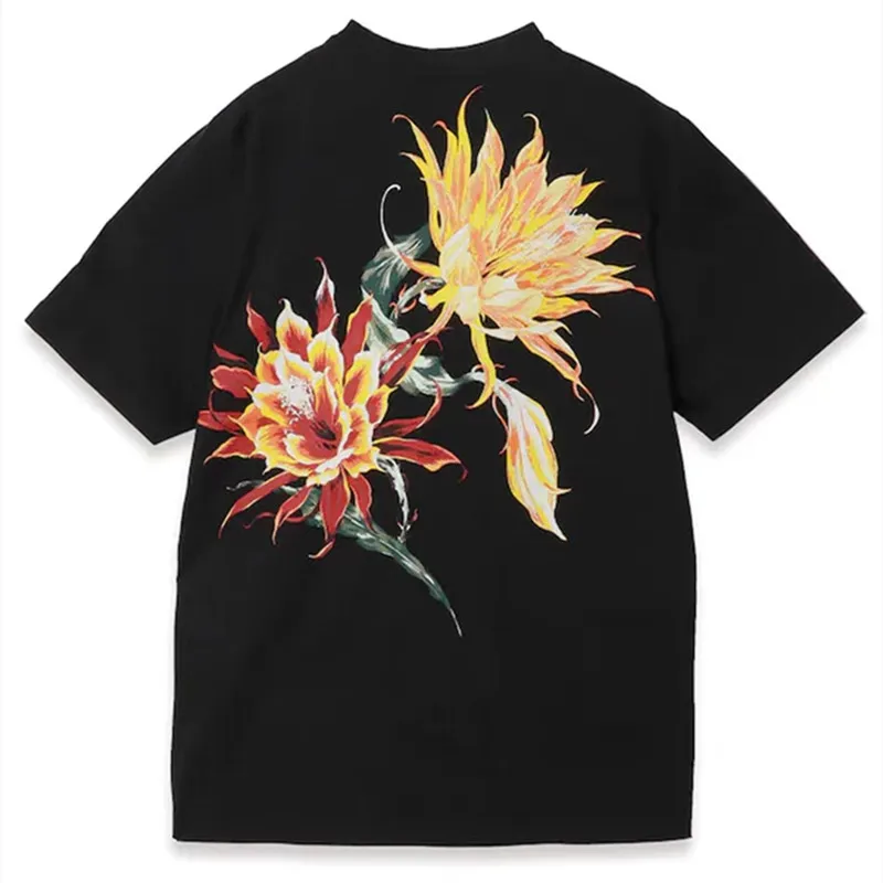 

Yohji Yamamoto 23SS Epiphyllum Dark Floral Print Loose Solid Large Top Unisex Short Sleeve T-Shirt