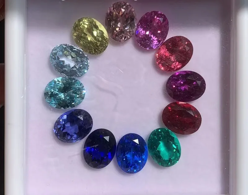 

Ruihe Popular Lab Grown Gems Collection Emerald Ruby Paraiba Pink Yellow Purple Blue Sapphire Spinel Beads For Jewelry Making
