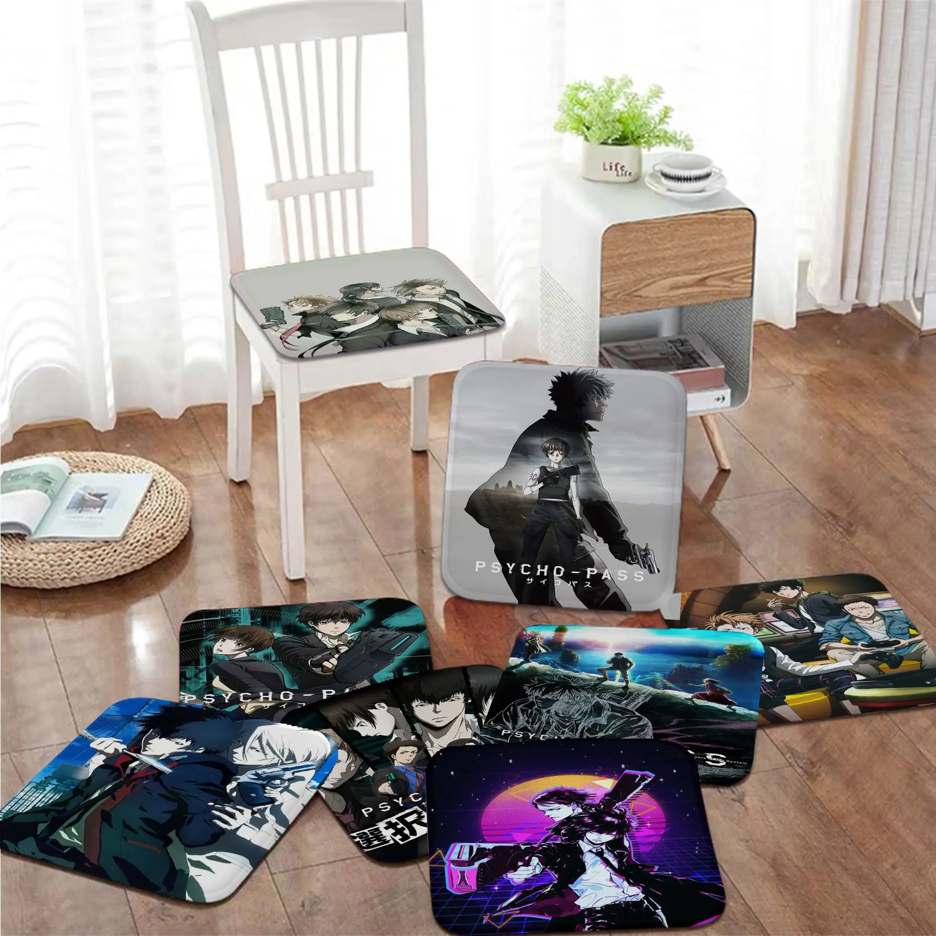 

Psycho-Pass Square Seat Cushion Office Dining Stool Pad Sponge Sofa Mat Non-Slip Chair Mat Pad